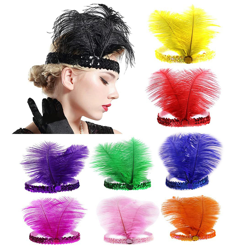Ethnic Fashion India - Sequins Feather คริสตัลอินเดีย Feather Headdress Holiday