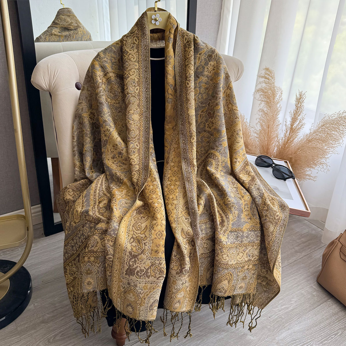 Ethnic Fashion Design - 2025 พู่ผ้าห่มออกแบบสไตล์ชาติพันธุ์หนา Pashmina ฤดูหนาวใหม่ WARM Shawl