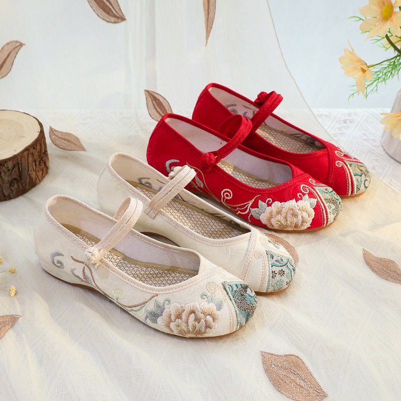 New Ethnic Fashion - รองเท้าลำลองสำหรับผู้หญิง แฟชั่นวินเทจ สง่างาม สไตล์ชาติพันธุ์ ปักลาย สตรีทแวร์