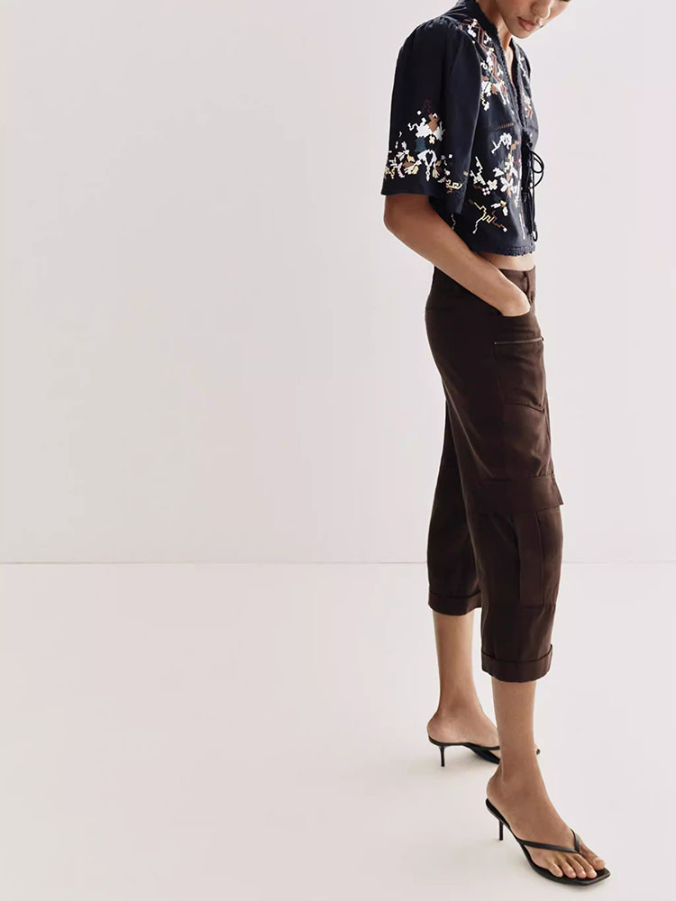 เสื้อผู้หญิงแขนสั้นทรงหลวม คอว - Ethnic Fashion Design บทวิจารณ์และราคา